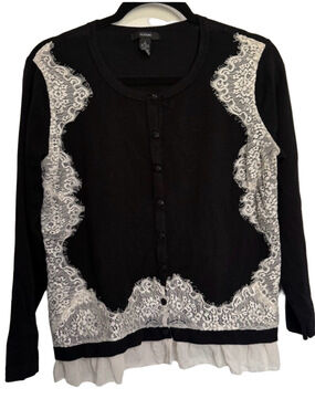 Alfani Black Top with White Logo Detail